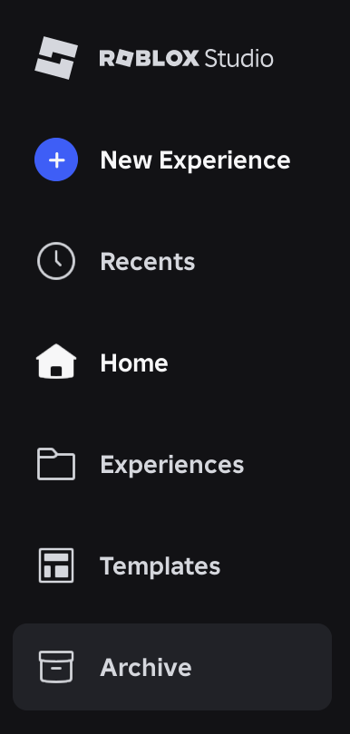 Roblox Studioの左メニュー